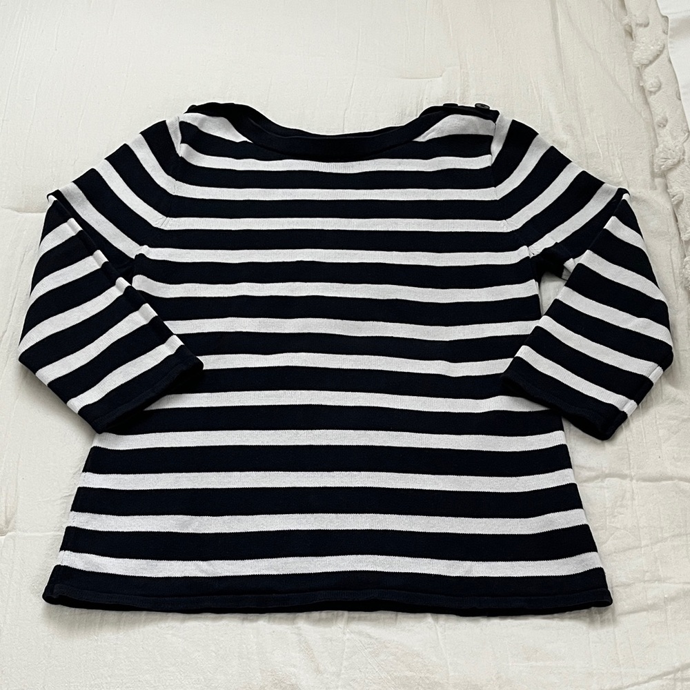 Chaps Navy & White Boatneck Sweater
